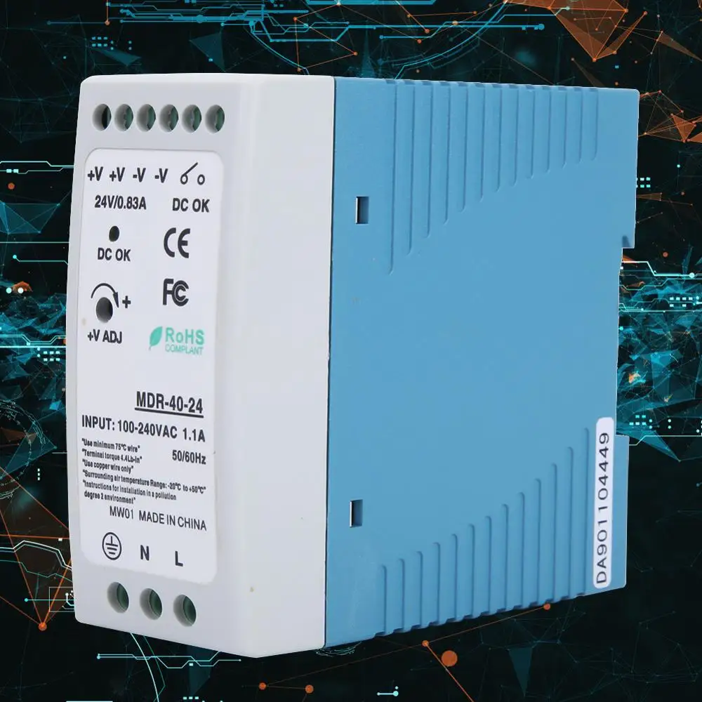 

40W DC24V MDR-40-24 Din Rail Power Supply Single Output Switch Power Supply