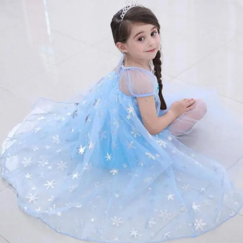 Платья принцессы для маленьких девочек, вечерние платья с коротким рукавом для мамы, одежда для малышей, синее платье для девочек, свадебная одежда