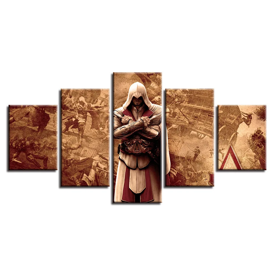 color Paintings Creed Game Connor 45 Multiple War Wall Art Framework Home Decor 5 Pieces Print Decorative Picture Room | Дом и сад
