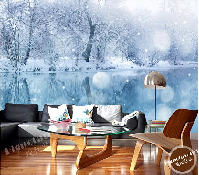 Custom 3D large murals beautiful dream lake forest snow living room sofa TV wall bedroom background paper | Обустройство дома