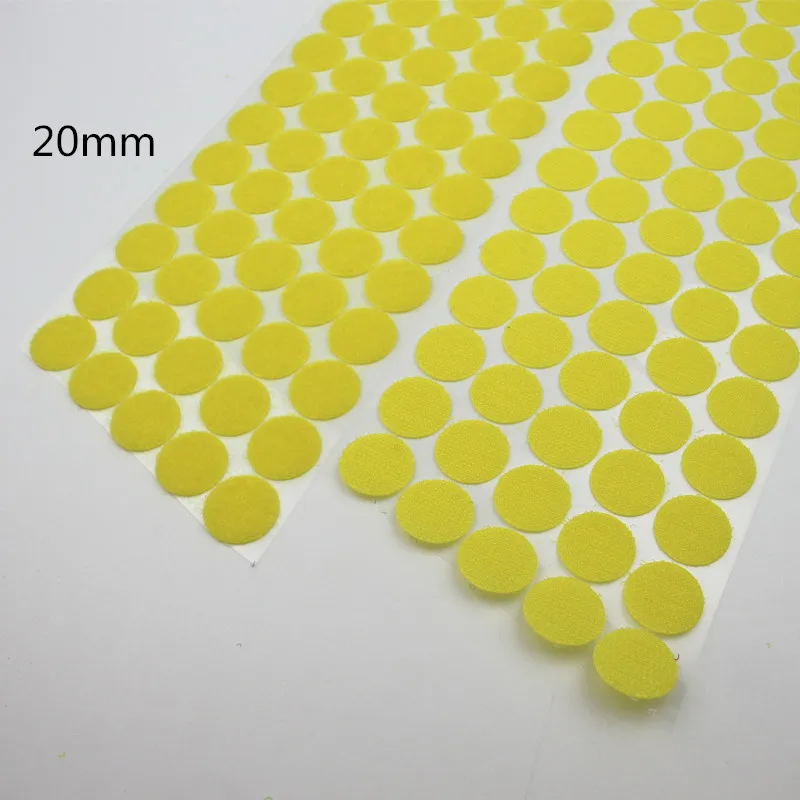 100 пар цветные 10 мм-25 мм клейкие крепежные ленты точки липкая задняя липучка Волшебная наклейка двухсторонняя круглая самоклеящаяся - Цвет: 20mm yellow