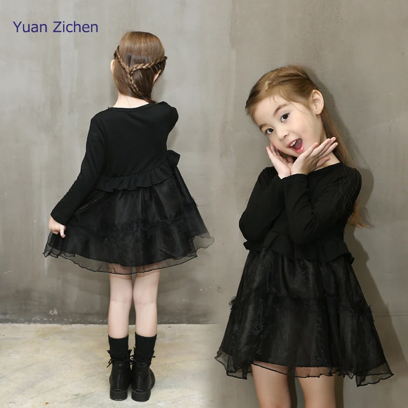 Lace Dress With Sweet Flower For Age 2-6 Baby Kids Princess Wedding Prom Party Long Sleeved Kids Dresses For Girls Baby Clothes