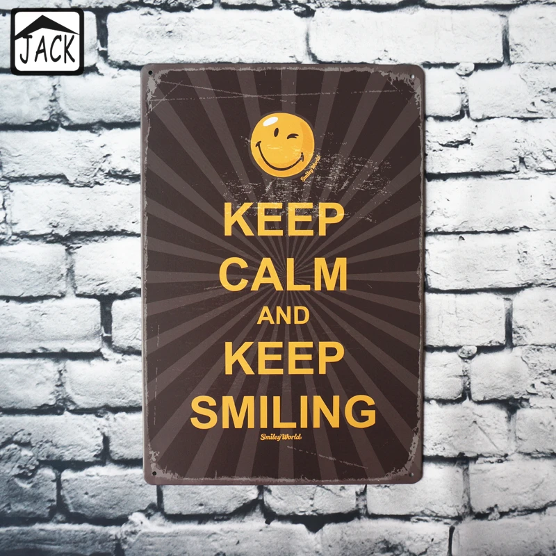 Keep Calm and Smiling винтажная металлическая жестяная вывеска для детского сада кафе