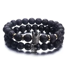 NS63 Hot Trendy Lava Pietra Pavimenta CZ Corona Imperiale E il Casco del Braccialetto di Fascino Per Gli Uomini O Le Donne Dei Monili Del Braccialetto Pulseira hombres