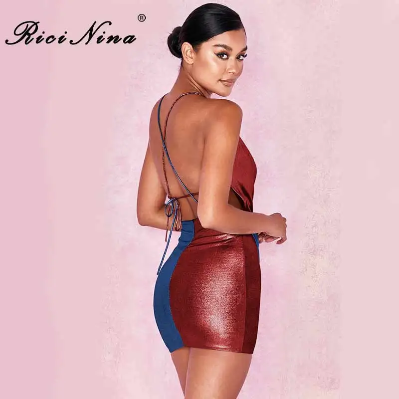 RICININA 2019 Women Dress Woman Deep V-Neck Sleeveless Backless Cross Bandage Mini Dress Ladies Casual Sexy Bodycon Dresses