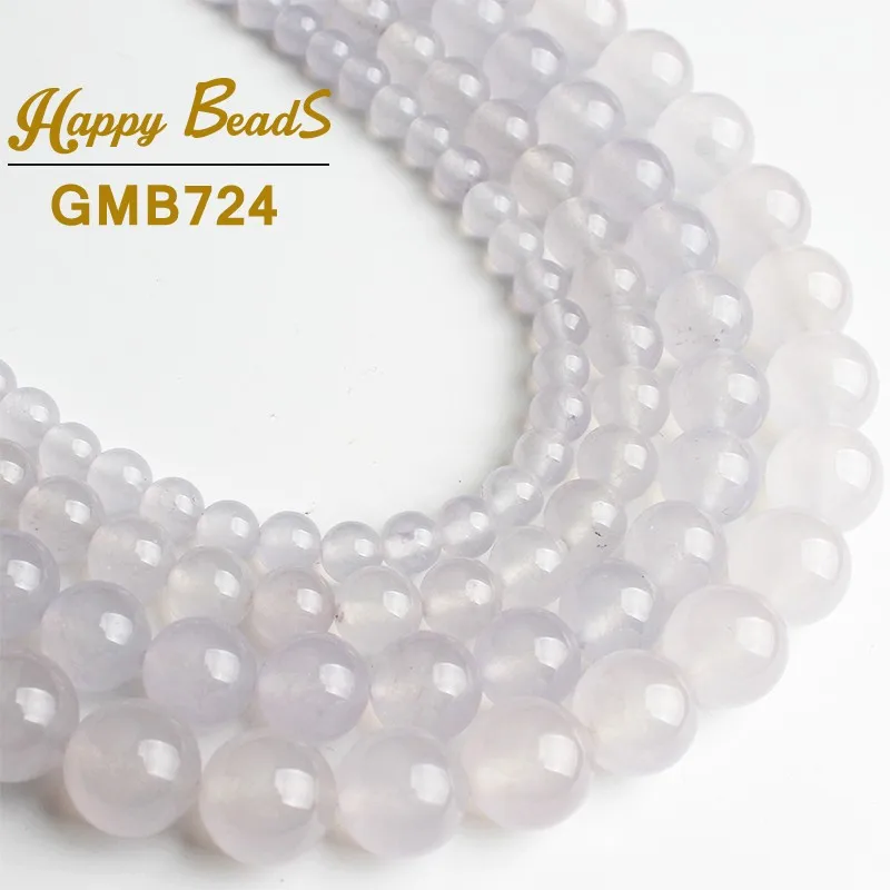 

A+ White Chalcedony Natural Stone Beads Round Loose Spacer Bead 15''Strand 6/8/10/12mm For Jewelry Making Diy Bracelet Wholesale