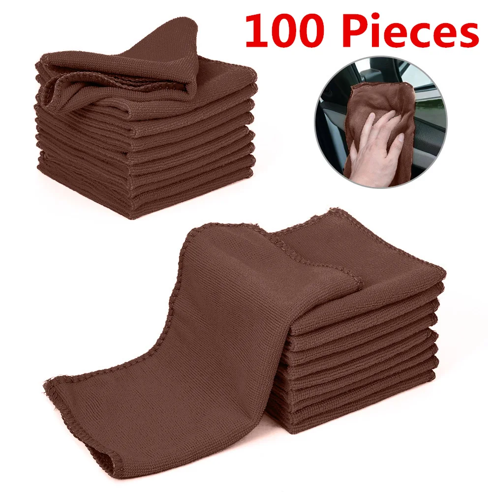 

100 pieces Microfiber Car Wash Towel Soft Cleaning Car Care Cloths Wash Towel Duster 9.84'' x 9.84''Inch Microfiber Towel Car