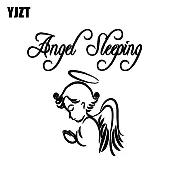 

YJZT 12.9*14.2CM Angel Sleeping Praying Vinyl Covering The Body Car Sticker Skillful Manufacture Decal Black/Silver C20-1276
