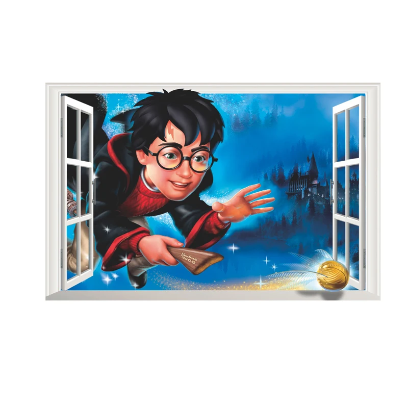3d наклейки на стену с эффектом Гарри Поттера для детской комнаты, домашний декор, школьные Наклейки на стены в Хогвартсе, ПВХ Фреска, художественный плакат "сделай сам" - Цвет: 14211