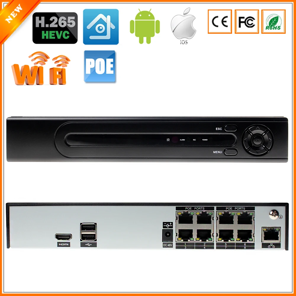BESDER H.265 ONVIF 4CH 8CH Max 4K HDMI Система охранного видеонаблюдения POE NVR HI3798M 4MP 5MP P2P