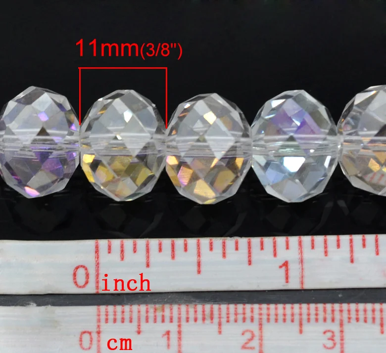 DoreenBeads стеклянные хрустальные свободные бусины шар Белый AB Цвет 14 мм диаметр, около 60 шт(B22781), yiwu