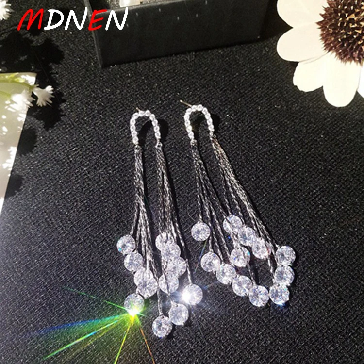 

MDNEN S925 silver needle fashion simple fringe earrings ladies gift hot sales E31