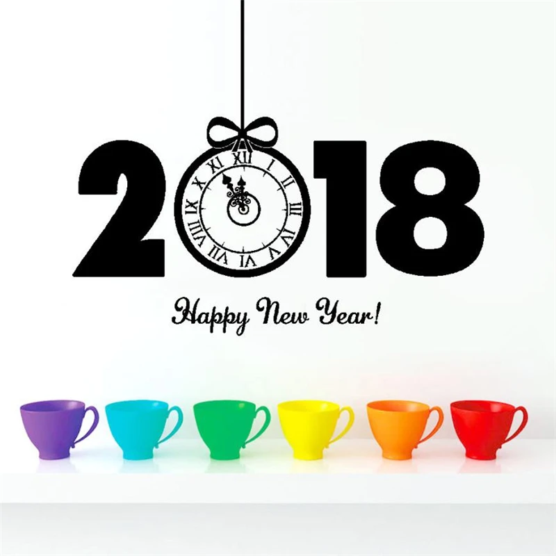 2018 Happy New Year Merry Christmas Wall Sticker Home Shop Windows Decals Removable Waterproof Non-toxic Room DecorC0409#30     02