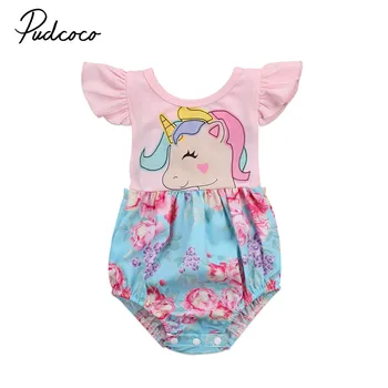 

Summer Newborn Kids Baby Clothes Infant Girls Patchwork Unicorn Romper Jumpsuit Outfit Cute Baby Baby Girl Romper