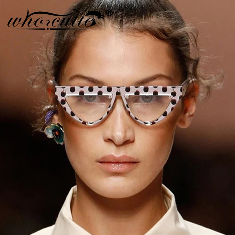 

WHO CUTIE Dot Cat Eye Sunglasses Women Fashion 2019 Luxury Brand Designer Vintage Cateye Frame 90s Sun Glasses Lady Oculos S042