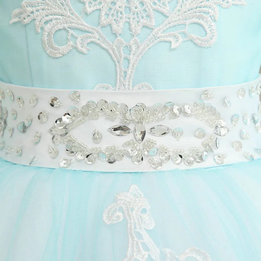 О-образным вырезом Тюль бальное платье для детские, для малышей аппликация принцессы с цветочным узором для девочек Платья для женщин