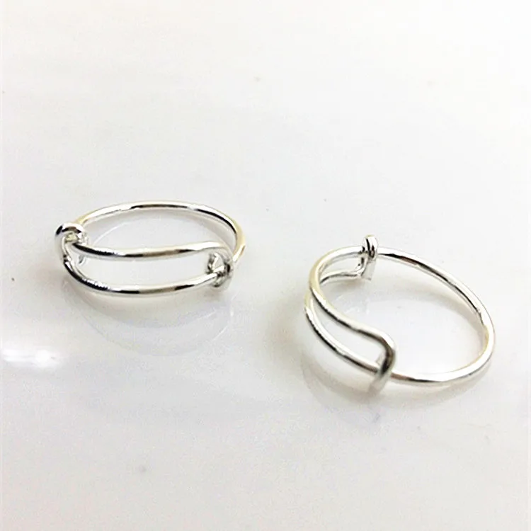 (12pcs) Wholesale Handmade Simple Wire Expandable Rings for Women and Men Silver Adjustable