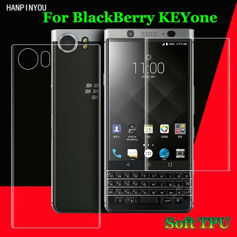 

For BlackBerry KEYone / DTEK70 4.5" 2Pcs=Front+Back Slim Full Cover Edge to Edge Soft TPU Film Explosion-proof Screen Protector