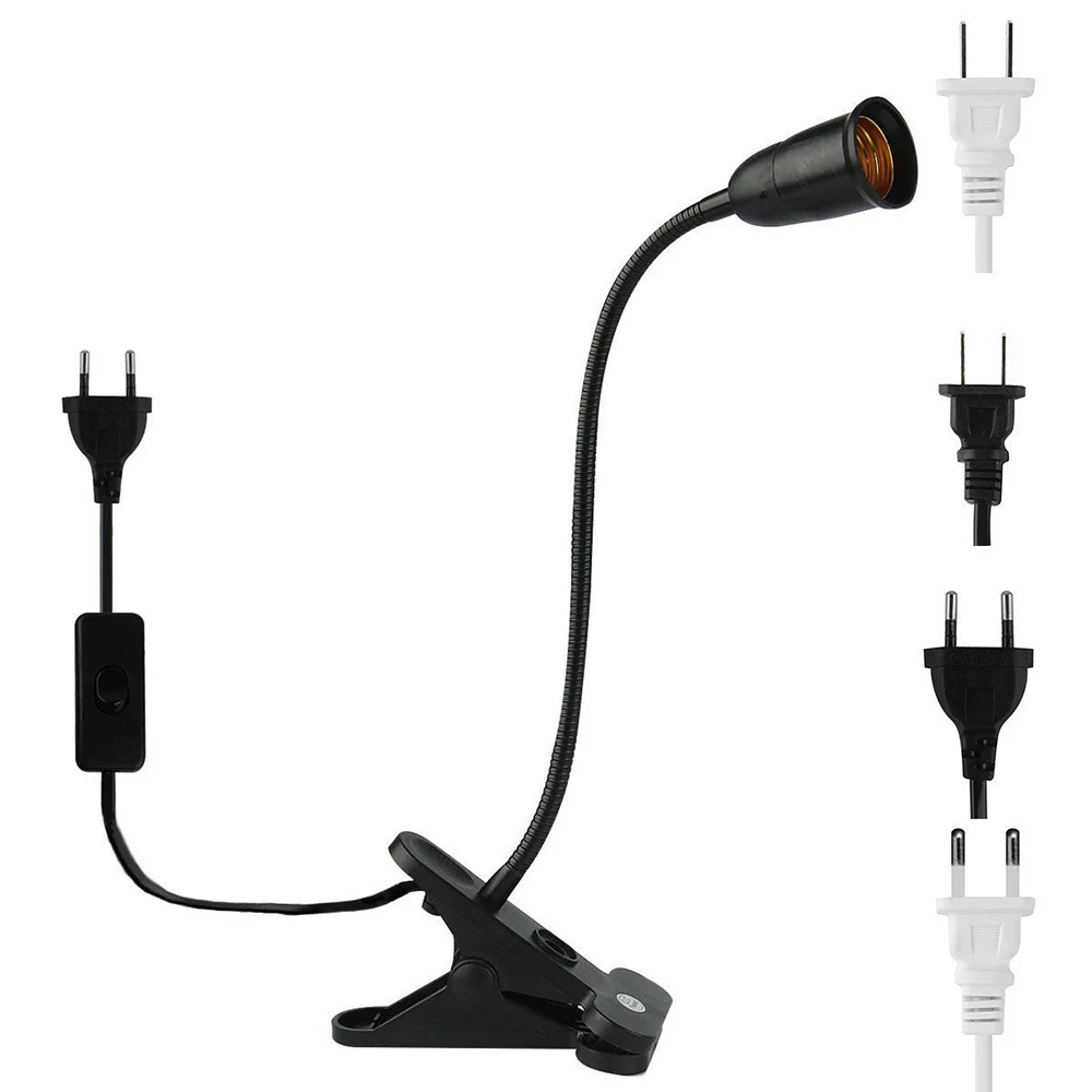 E27 лампы Гибкий s-образный дизайн алюминиевая проволока шея клип на кабель настольная лампа держатель шнура свет база для выращивания растений