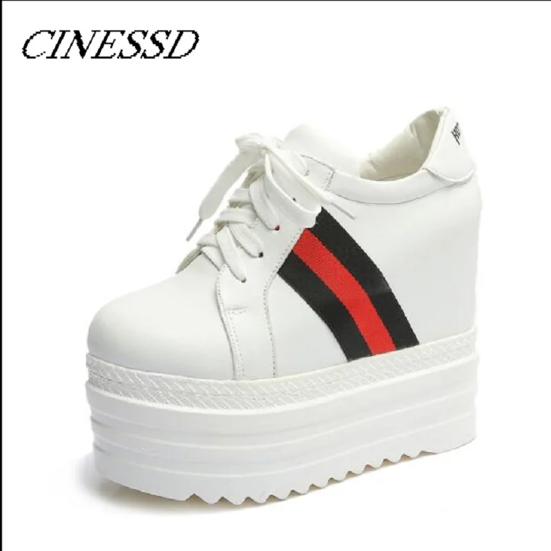 

Spring 2019 New Type Muffin Shoes Slope heels and Thick Bottom Heightening Women Waterproof Platform14 cm Laces Super High heels