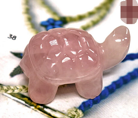 

Natural pink crystal ornaments longevity turtle