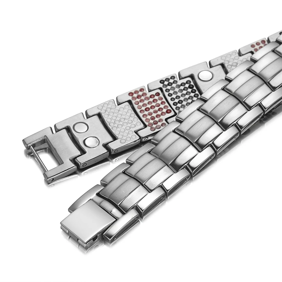 Rainso Для мужчин изделий Исцеления Магнитный браслет баланс здоровья браслет Серебряный Титан Браслеты специальные Дизайн для мужчин