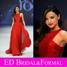 Miranda Kerr Red Pailletten Chiffon Prom Abendkleid Bodenlangen Promi Kleid vestido longo de festa