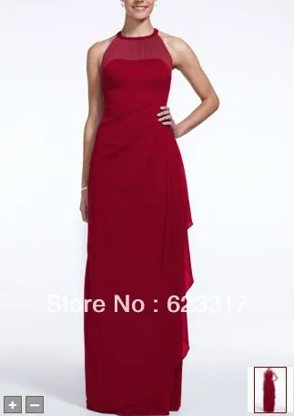 2017 Free Shipping New Long Mesh Dress With Illusion Neckline Long Mesh Dress With Illusion Neckline Style F15662 Bridesmaid Dresses