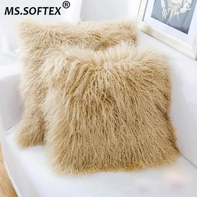 Ms Softex Mongolia Domba Bulu Bantal Nyata Bulu Sarung Bantal Kualitas Tinggi Alami Domba Bulu Sarung Bantal Bulu Halus Cushion Cover Aliexpress