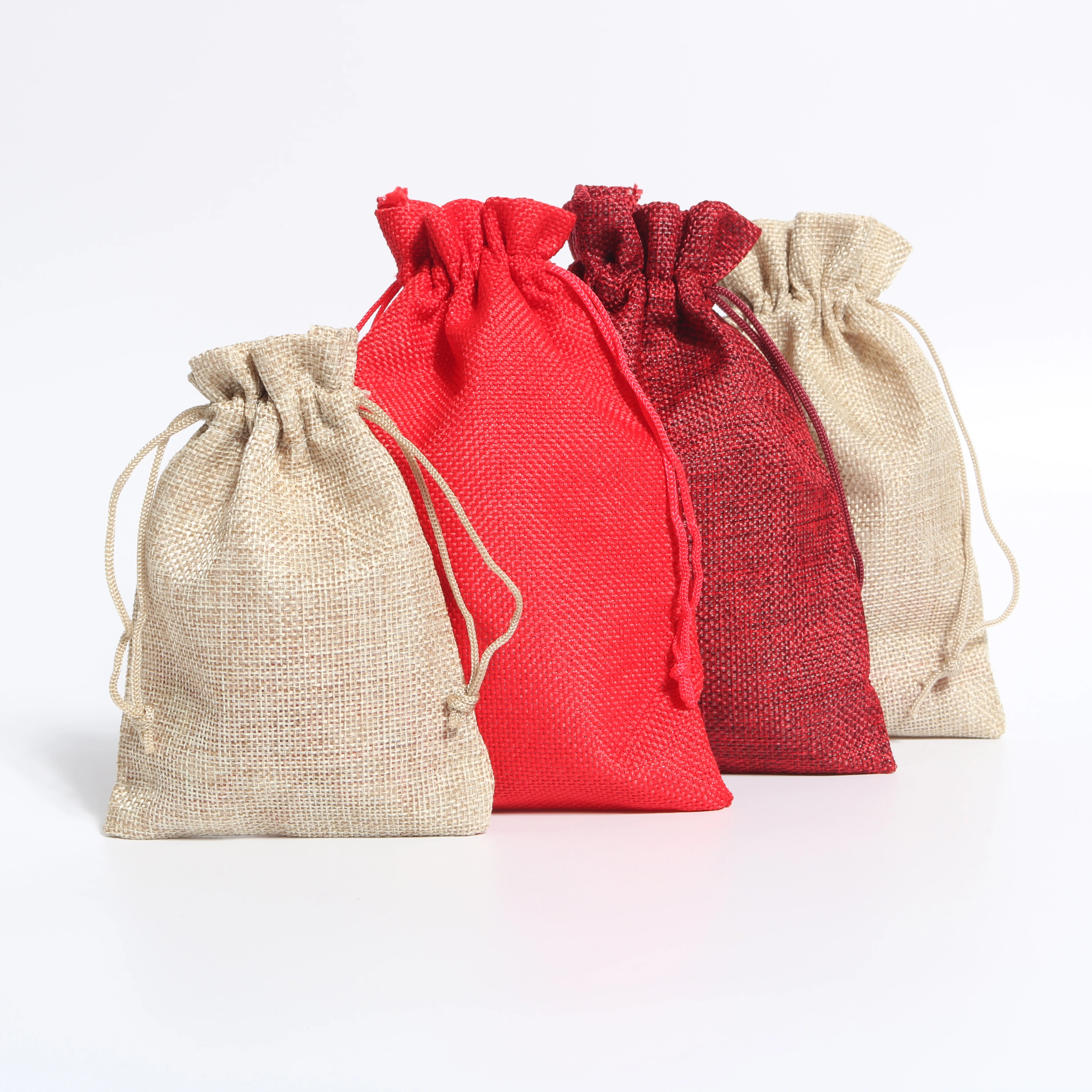 5Pcs/lot Linen Christmas Gift Bags Wedding Pouches Jewelry Bag Party