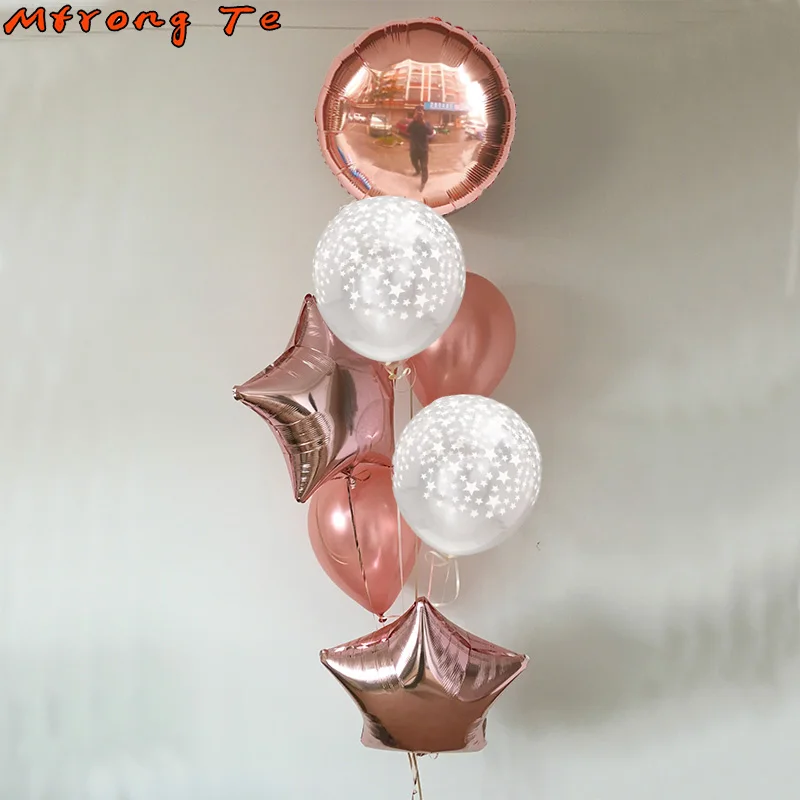7pcs 18Inch rose gold Round Star Foil Balloons 12inch Clear Star Latex Ballon Bridal Shower Wedding & Engagement Party Balloon
7pcs 18Inch rose gold Round Star Foil Balloons 12inch Clear Star Latex Ballon Bridal Shower Wedding & Engagement Party Balloon