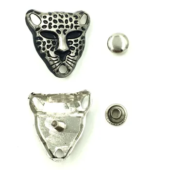 

100Sets DIY Leopard Head Animal Garment Rivets Spike Studs Spots Antique Silver Tone Crafts Shoes Making 22x21mm