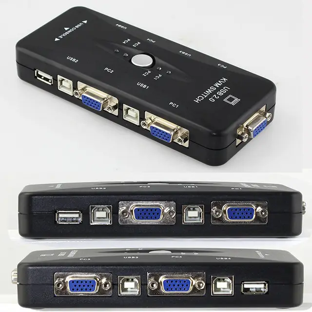 USB 2.0 KVM Switch 4 PORT VGA Keyboard Mouse Switch Box