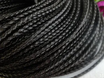 

Free ship!!! W-4133 Black Braided Leather Cord Jewelry Cord Findings 4mm