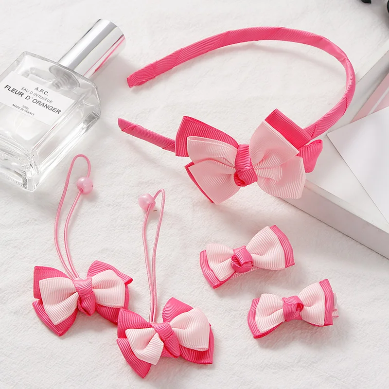 

Fashion 5/7PCS Girls Cute Bow Flower Hair Accessories Set Hairbands Rubber Band Hairpins Children Lovely Headbands Kids Headwear