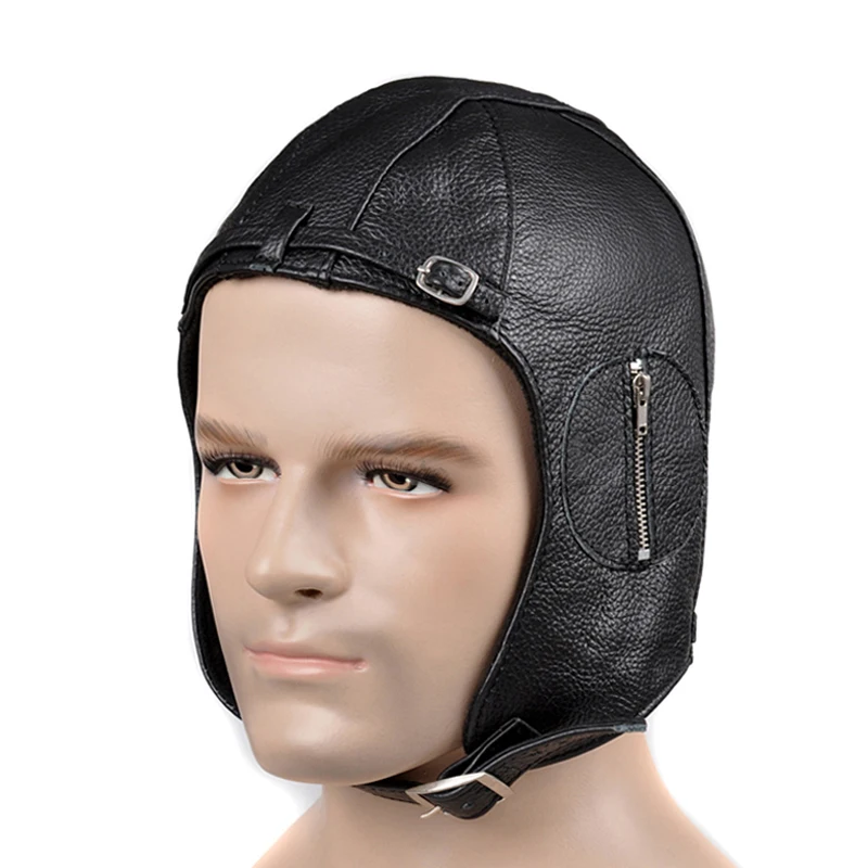 

Exclusive 2023 Winter Man Genuine Pure Leather Fur Pilot Flight Caps Male Black/brown Unique Windproof Motorcycle Helmet Hats