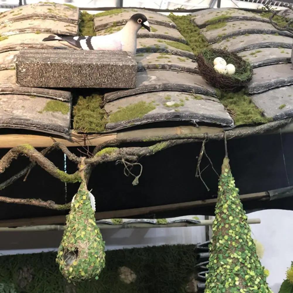 Искусственное растение соломенная плетеная Птичье гнездо украшение лес ремесло с яичником Птичье гнездо с зажимом зеленое Птичье гнездо