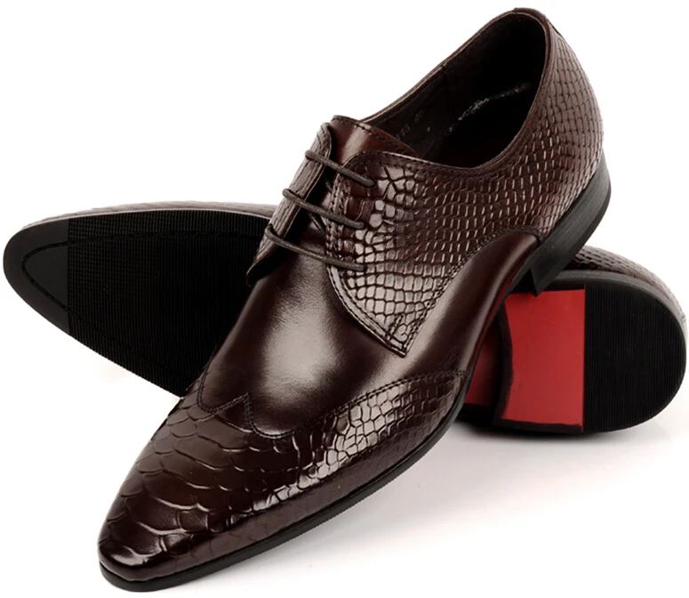 

Special commend Serpentine fashion pointed toe genuine leather business shoes brand black/coffee mens dress shoes wedding shoes