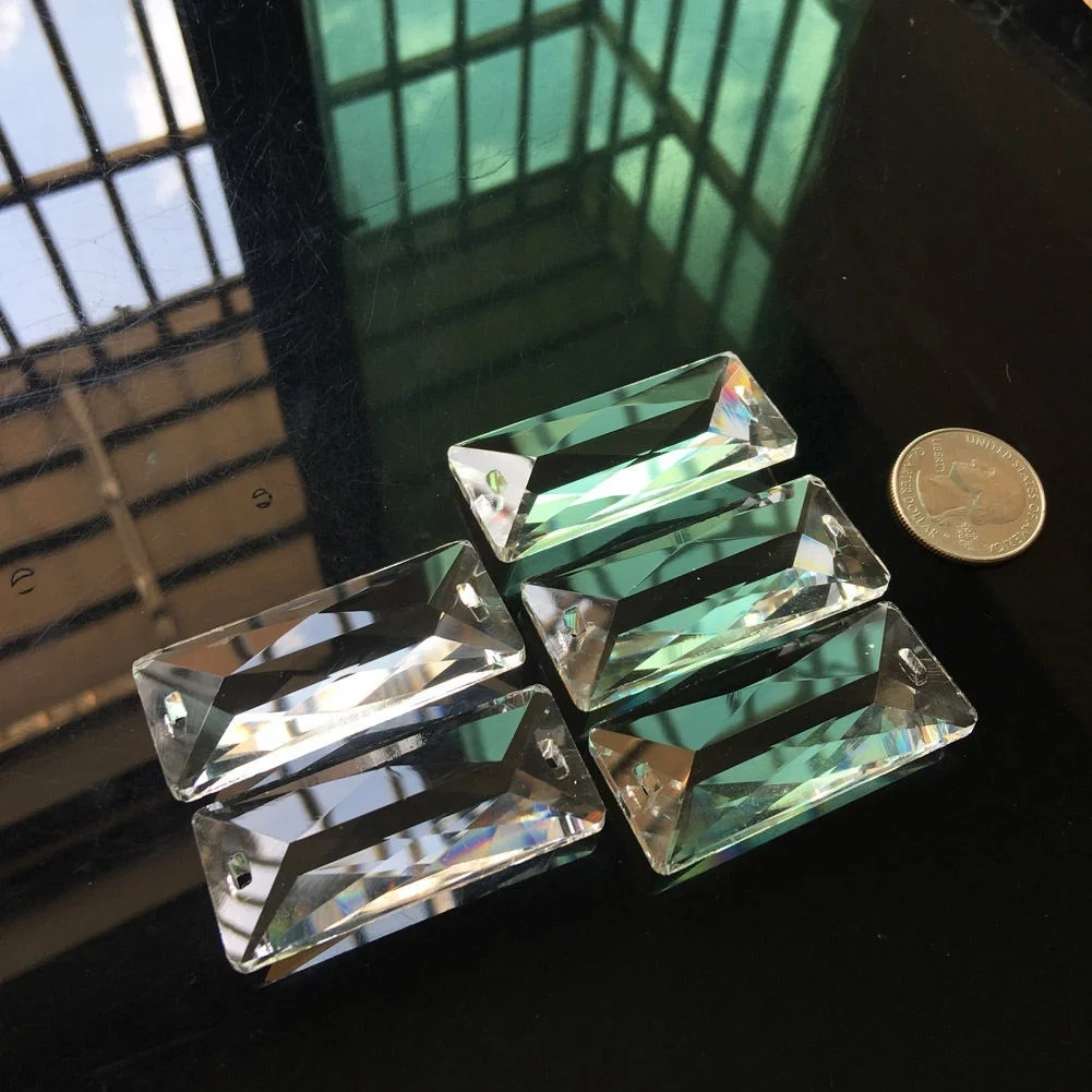 5Pcs Clear Crystal Chandelier Lamp Prism Part Glass Pendant Suncatcher Decor DIY
