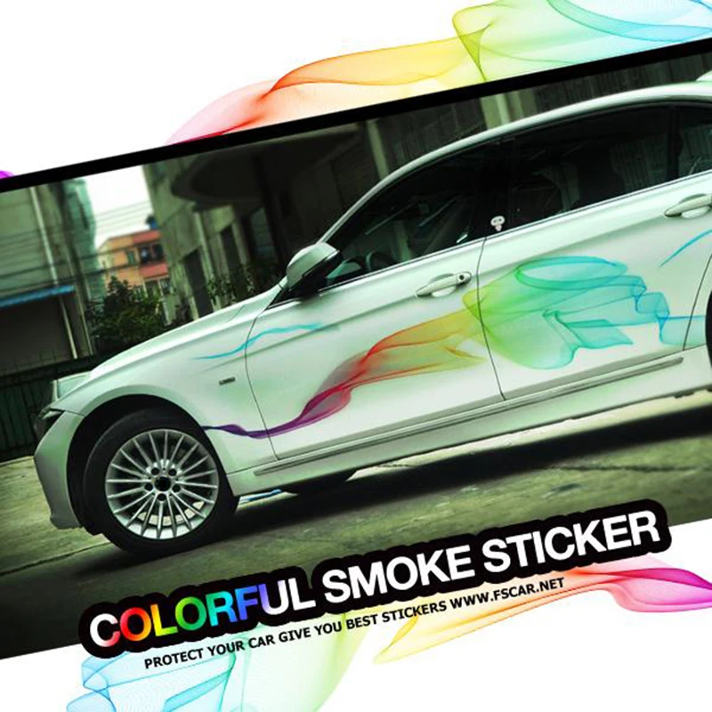 190/250 см цветная Дымчатая боковая гирлянда для двери Hellaflush автомобильный Стайлинг ТОЛСТАЯ ПВХ наклейка классная арматура дымовая наклейка для BMW Smart