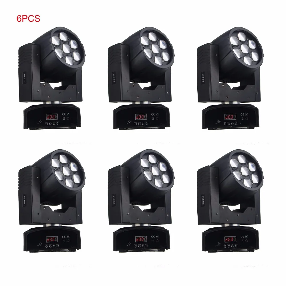 

6pcs/lot led stage lights dmx 512 control party/disco/dj lighting led zoom wash moving head 7x15W RGBW