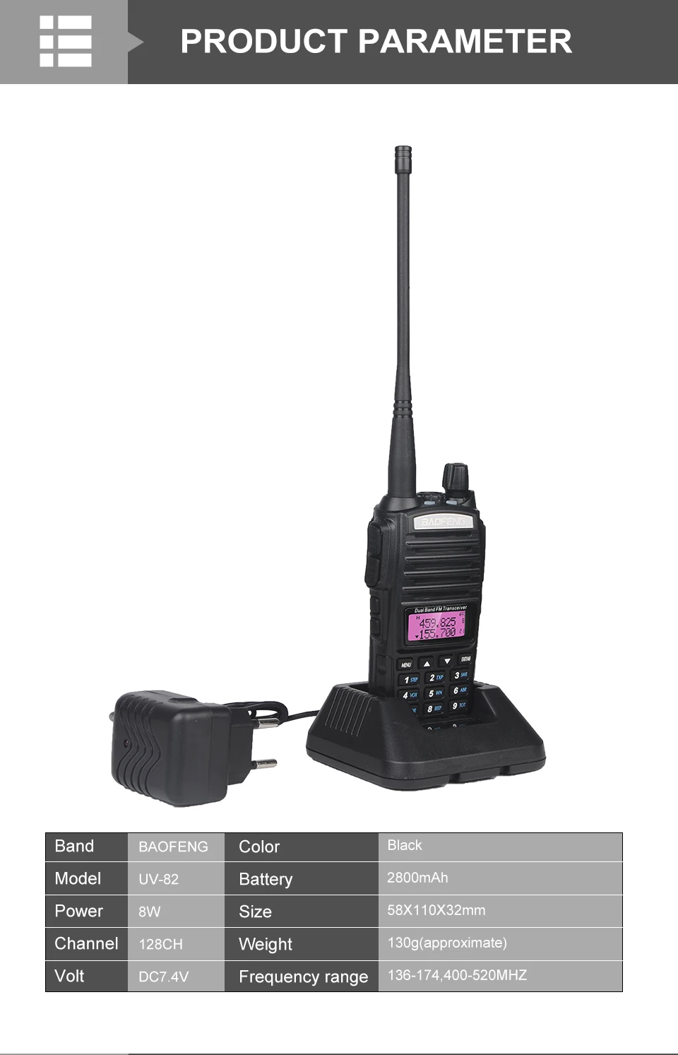 Реальная 8 Вт Baofeng UV-82 рация 10 км uv-82hp двухстороннее радио UV82 VHF UHF двухполосная приёмопередающая установка охотничья портативная CB Ham радио