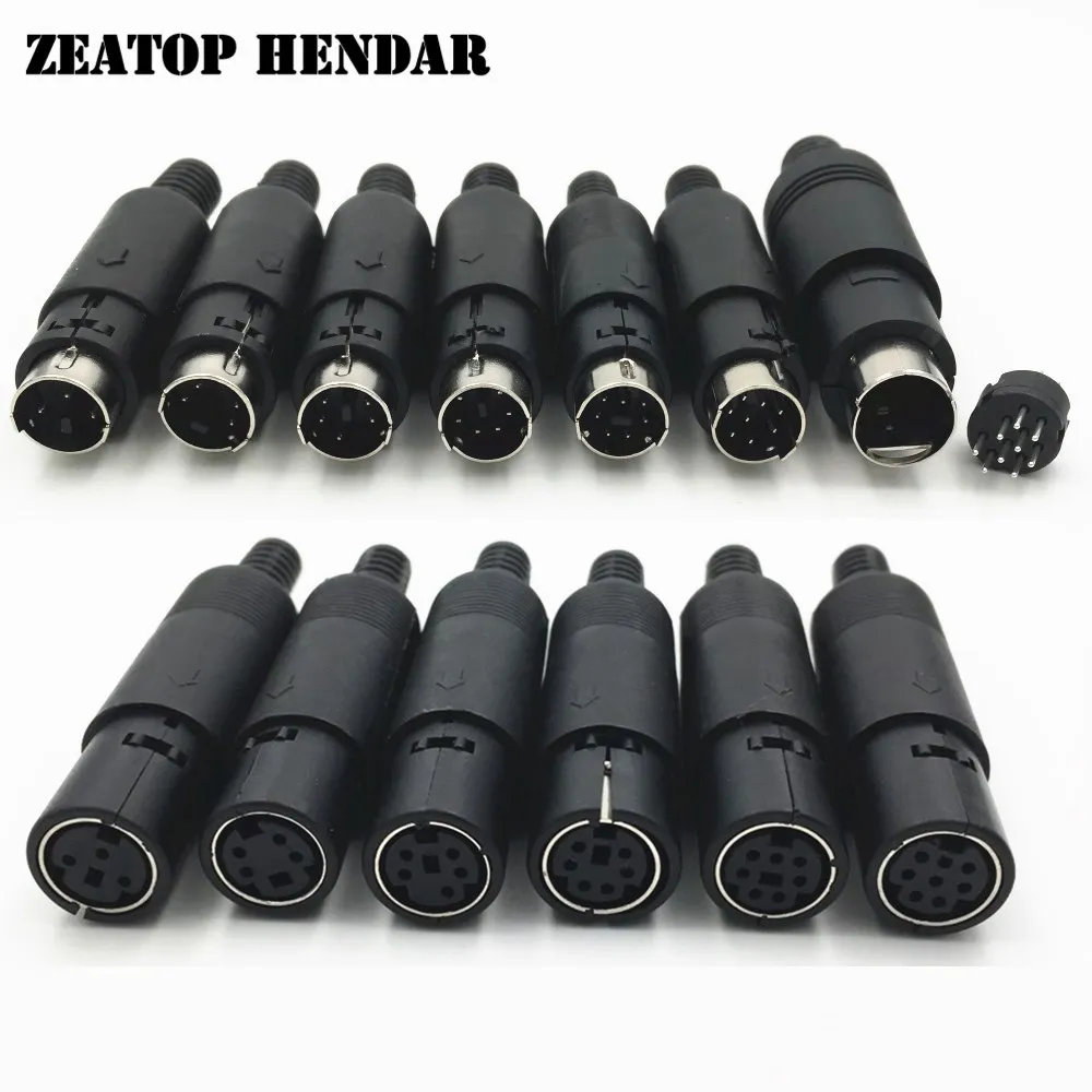 

8Pcs Mini 3 4 5 6 7 8 9 Pin Din Male / Female Plug With Plastic Handle Adapter Soldering Cable DIY Connector