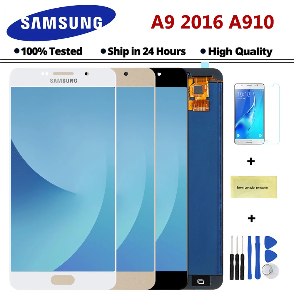 

New 100% Test Display For SAMSUNG Galaxy A9 Pro 2016 A910 A9100 A910F LCD Display Touch Screen LCD Display Replacement