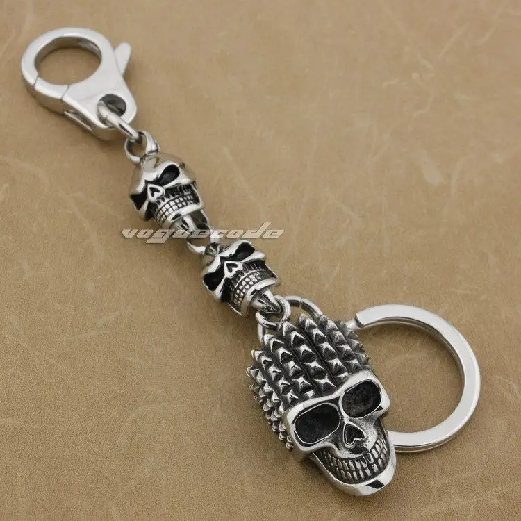 316L Stainless Steel Huge Punk Skull Mens Biker KeyChain 4T032KCAin Key Chains from Jewelry