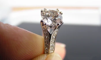 

1.5CT Memorial Day Jewelry For Wife NSCD Lovely Diamond Ring For Women Sterling Silver Jewelry Platinum Plated Semi Mounting