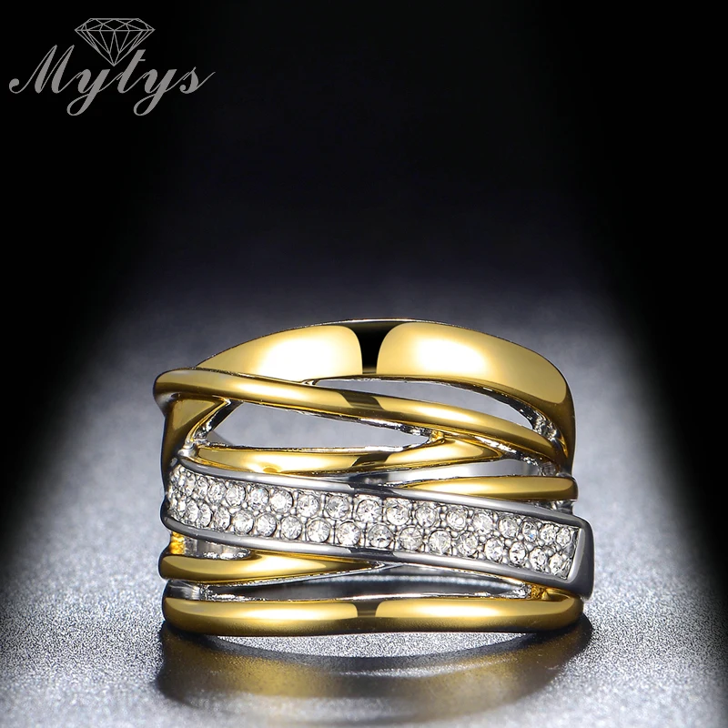

Mytys Fashion Irregular Layers Chunky Ring For Women and GP Ring with Gift Box R1078