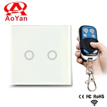 aoyan Manufacturer, Touch Switch, AY-Y602- with LED indicator,Golden Glass Panel, 110~250V, 2-gang, UK/EU standard