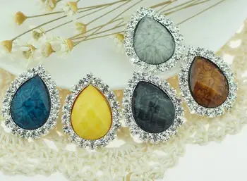 

100pcs/lot Crack resin drill Water droplets metal buttons pearl rhinestone button wedding invitation embellishments scrapbooking