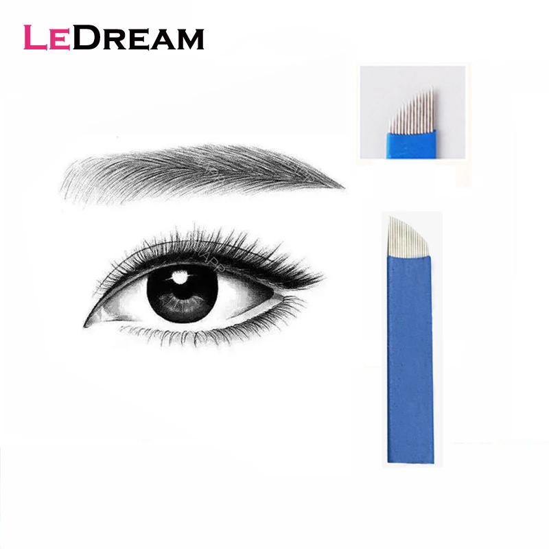 

50pcs/lot Disposable Permanent Blue 16 Pin Tattoo Needles Blade Cartridage Tips For 3D Embroidery Microblading Needle Pen